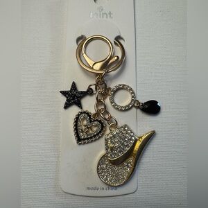New rhinestone cowgirl hat keychain with charms
